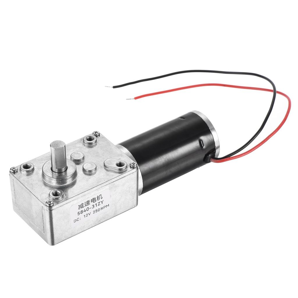 uxcell DC 12V 250RPM Worm Gear Motor 8mm D Shaft Reduction Electric Motor Redactor High Torque Low Speed Mini Turbine Worm Motor with Wire