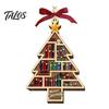 Unique Gift for Book Worms Christmas Wooden Hollowed Pendant, Cross/Christmas Tree Hanging Ornament, Decorative Rustic Wood Ornament Plaid Bow