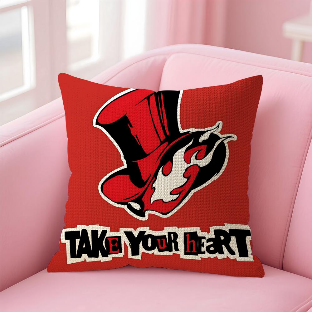 Anime Game PPersona  Cushion Cover Natural Linen Pillow Case DoubleSided Print Decorative Sofa Pillowcase Home Decor Gift