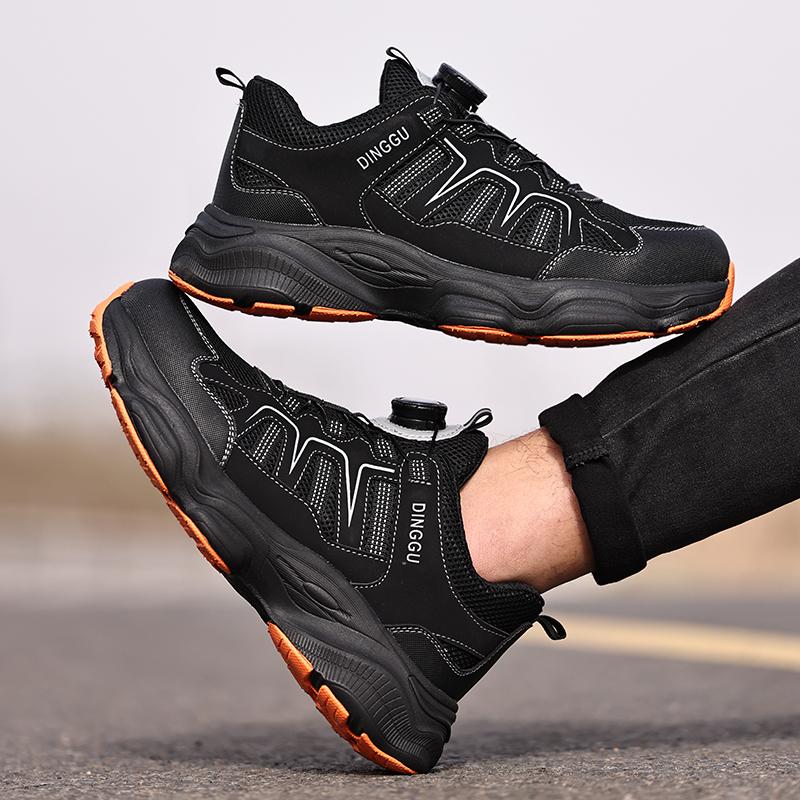 Fashion Rotating Button Safety Shoes Men Steel Toe Sneakers Labor Protection Shoes Breathable Work Shoes Anti Slip Protective Sneakers