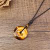 Tiger Eye Pea Disc Power Stone Pendant Necklace for Increased Wealth [COAI] (Unisex)