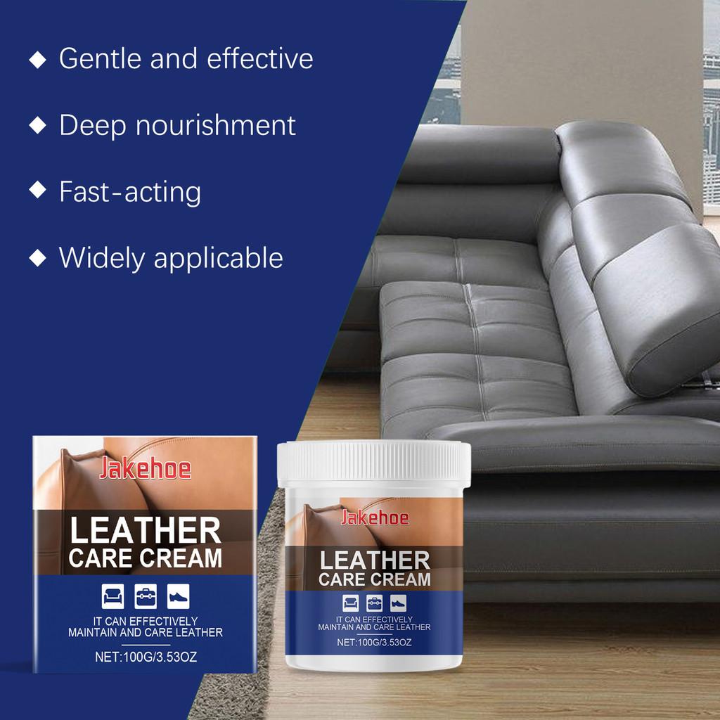 Jakehoe Leather Care Cream For Home Cleaning Waterproof And Brightening 100g With Sponge
