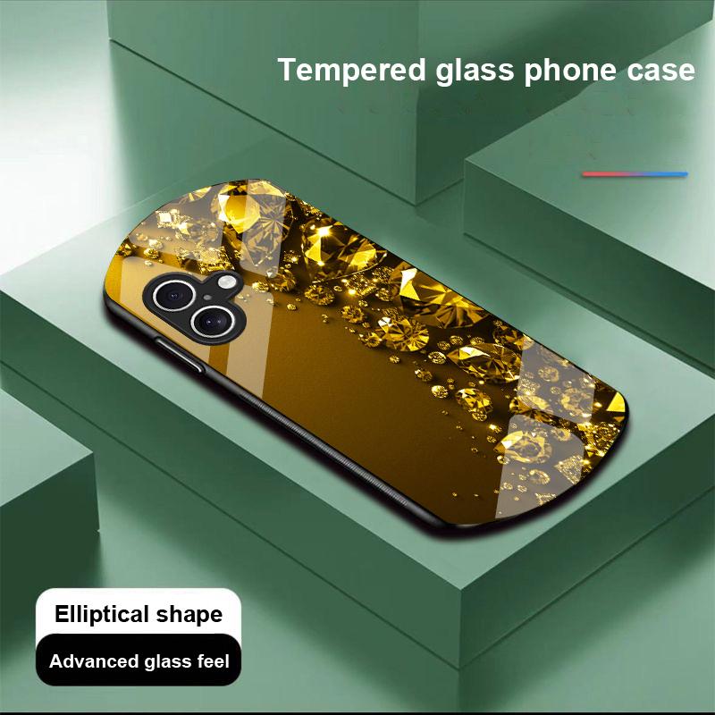Etui na telefon z hartowanego szkła w kształcie elipsy z pełnymi diamentami dla Apple IPhone 16 11 13 15 14 Pro Max 12 Mini 7 8 Plus XR X XS