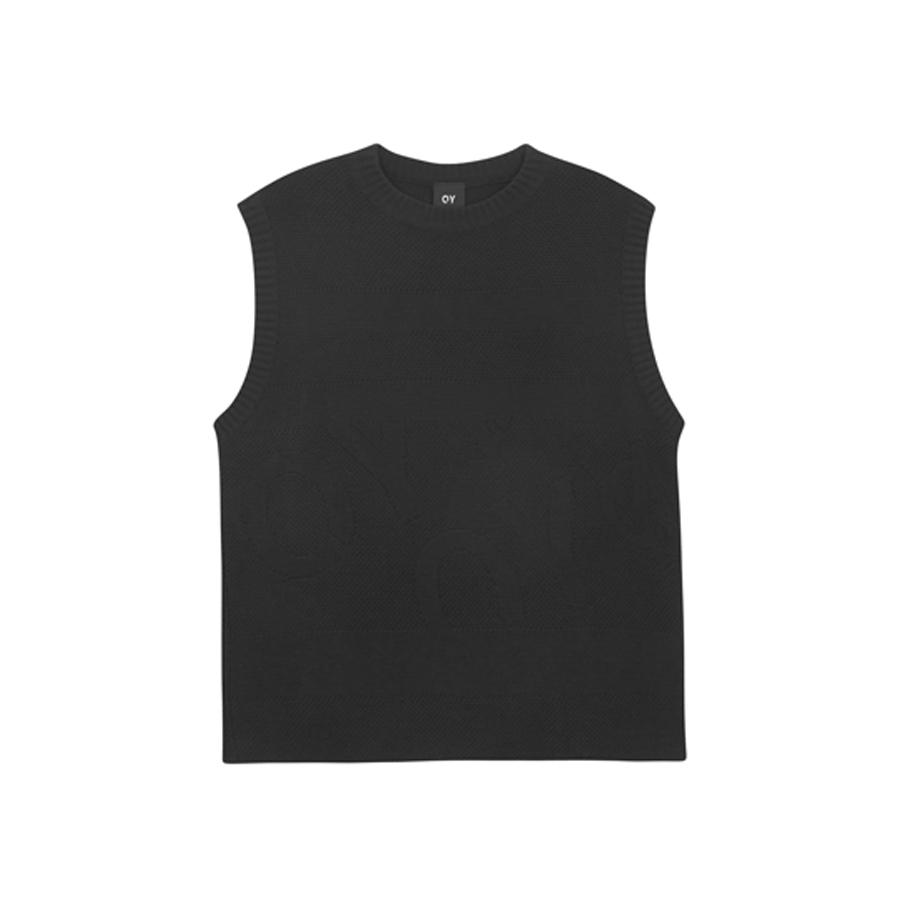 Openyard(Oy) Striped Logo Knit Vest - Black