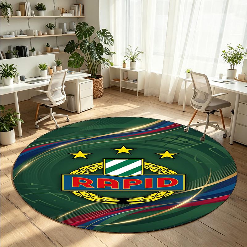 Rapid Wien FC Printed Round Crystal Velvet Rug Soft Non Slip Floor Carpet For Bedroom Holiday Gift