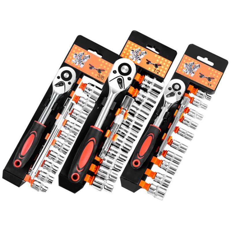12-Piece Multifunctional Auto Repair Tool Set: Ratchet Quick Socket Wrench for Car Onboard Use
