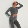 Nahtloses Yoga Langarmshirt Hoher Stretch Plissiertes Körperformendes Langarm Fitness Yoga Oberteil für Damen