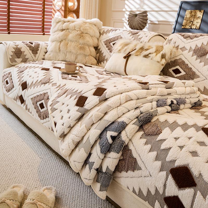 Bohemian Shu Cotton Velvet Sofa Cover – Anti-Scratch, Universal Style