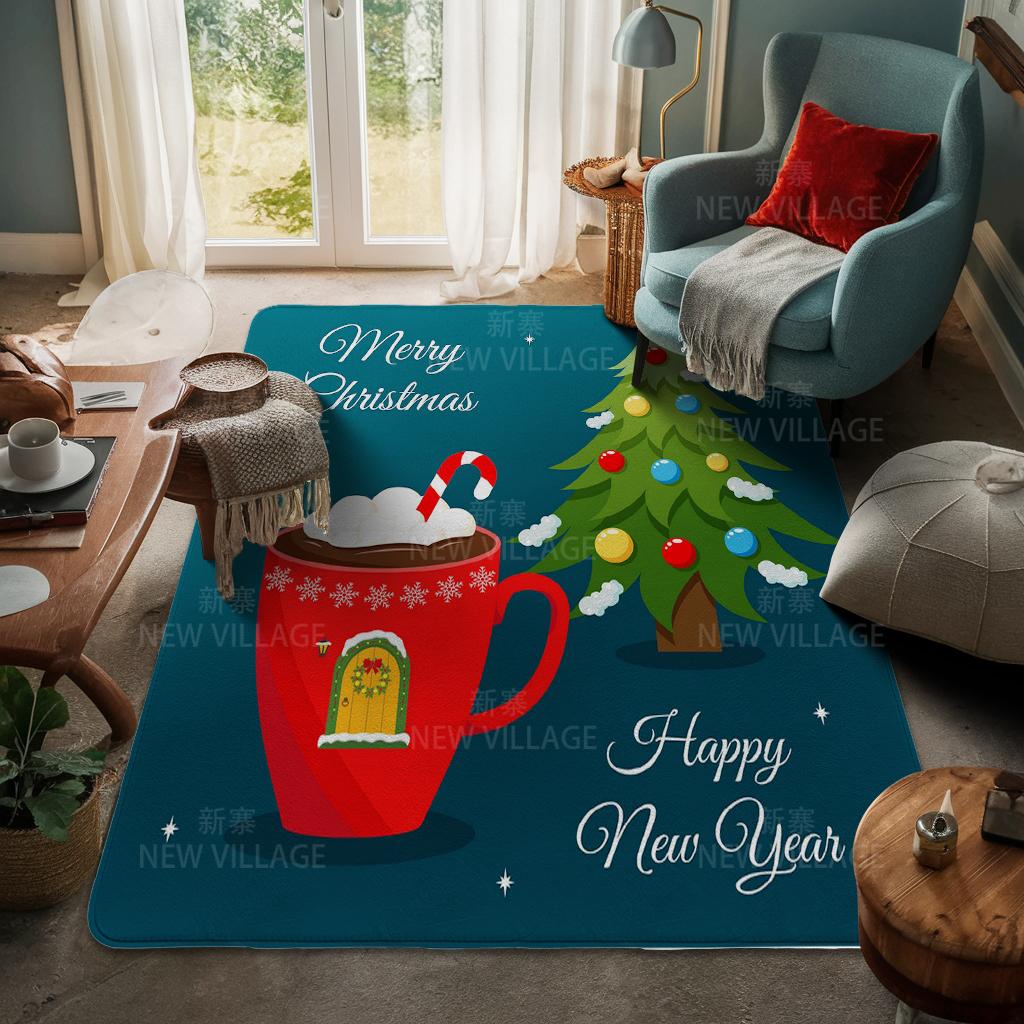 House Entrance Carpet Home Door Mat Living Room Bath Foot Bathroom Non-slip Water Absorption Rugs Bath Merry Christmas Winter