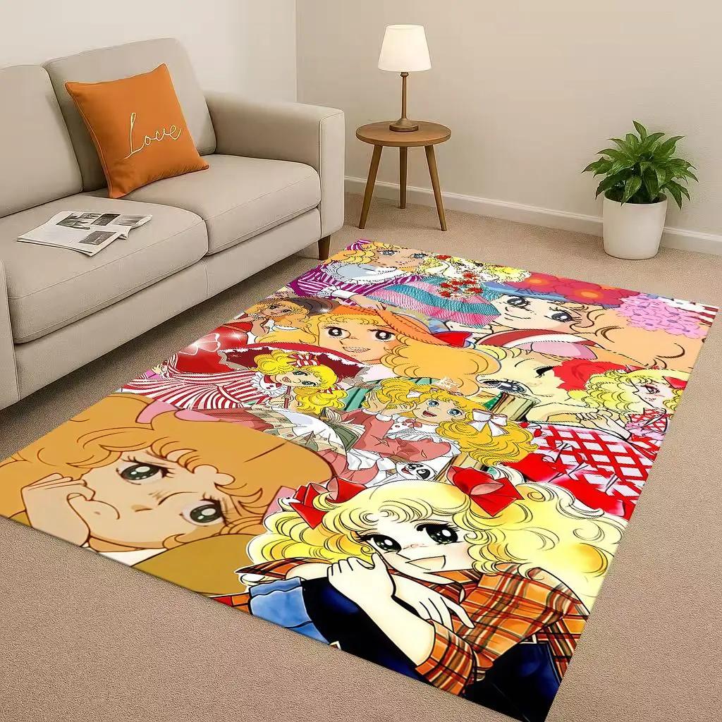 Retro Cartoon Candy Candy Sweet Girl Room Non-Slip Area Rug Soft Carpet for Bedroom Playroom Sofa,Easy Clean Home Decor Doormat