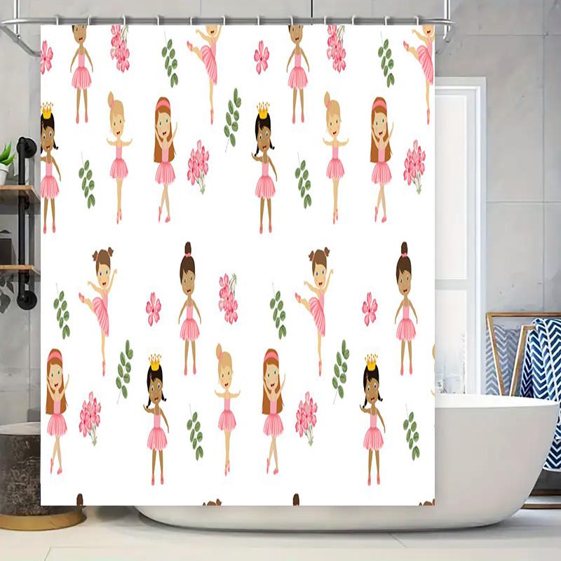 

Kids Ballet Girl Print Shower Curtain Waterproof Fabric Bathroom Decor W60H190(CM)-1 Pcs