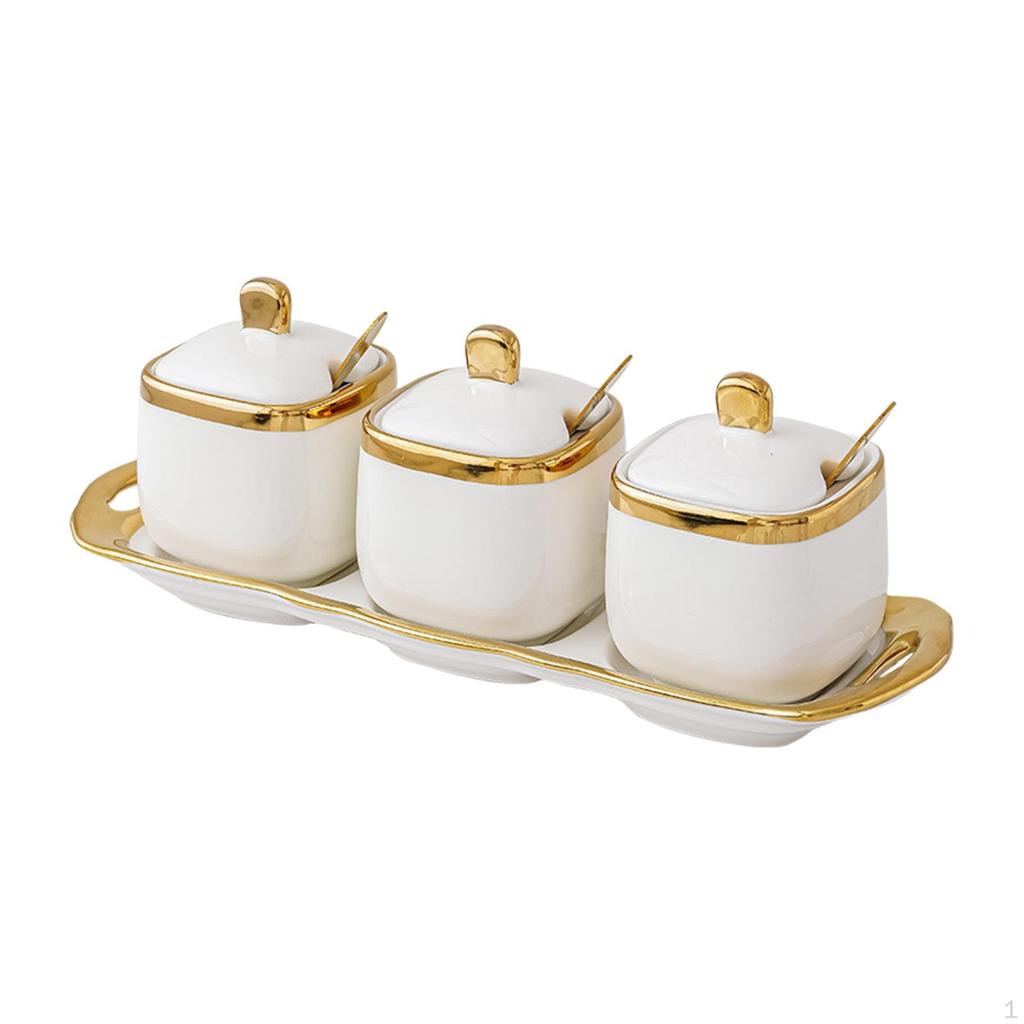 Ceramic Spice Jar Condiment Container Kitchen Bottle Set Seasoning for Restaurants