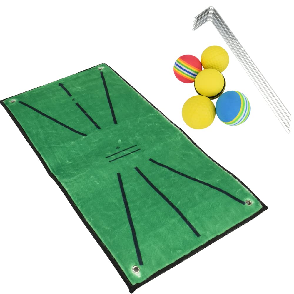 Golf Practice Mat with Balls, Soft Material, Durable, and Suitable for Swinging (Light Green)