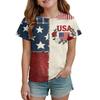 Kids Independence Day Print Round Neck Short Sleeve Casual T-shirt