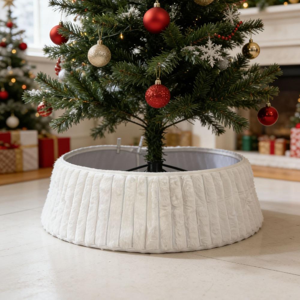 Rustic Style Christmas Trees Skirts White Xmas Tree Bottom Protector Tree Base Cover  Farmhouse