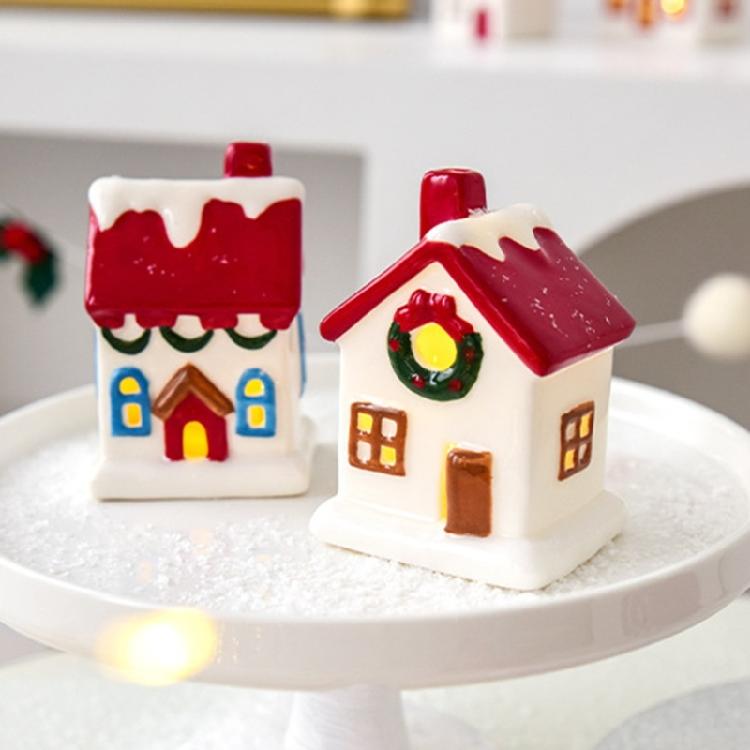 Casa de Férias de Cerâmica Display Alimentado por Bateria Peça de Destaque Festiva Para Decoração de Inverno Ornamento de Exibição de Inverno