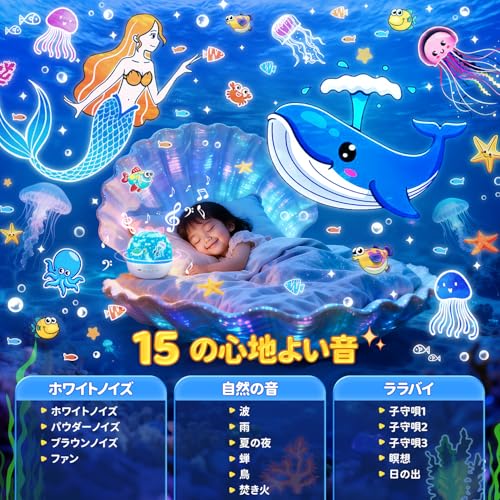 Music Box with 10 Sleep-Inducing Songs, Planetarium with 15 Projection Films for Home Use, Kids' and Babies' Music Box with White Noise, Remote-Contro