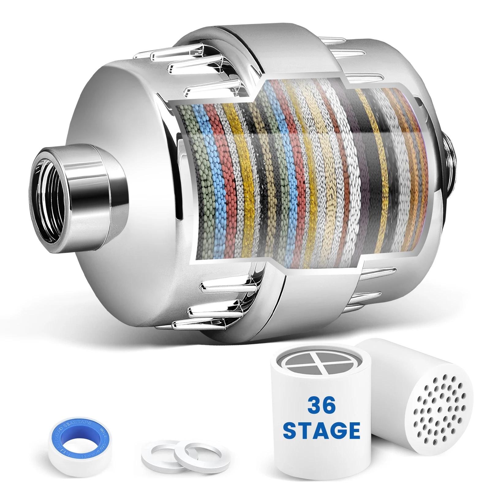

36 Stage Shower Faucet Head Cleaning Purifier Filter Metals Filtered for Hard Water Soften 1 Replaceable Extra Filter Cartridge серебряный