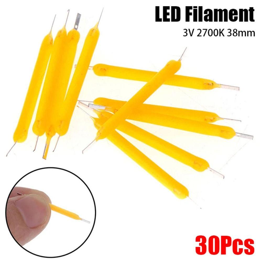 30Pcs Diodes COB LED Filament DC3V LED Beads Durable Bulb Lamp Parts