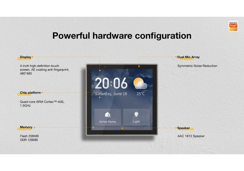 Tuya Smart 4-inch Control Screen with Zigbee Gateway & Alexa Speaker
