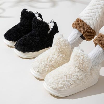 Zimowe wełniane jagnięce kapcie bawełniane nowe puszyste kapcie pluszowe futrzane płaskie buty Outdoor damskie bawełniane buty gruba podeszwa ciepły polar dom
