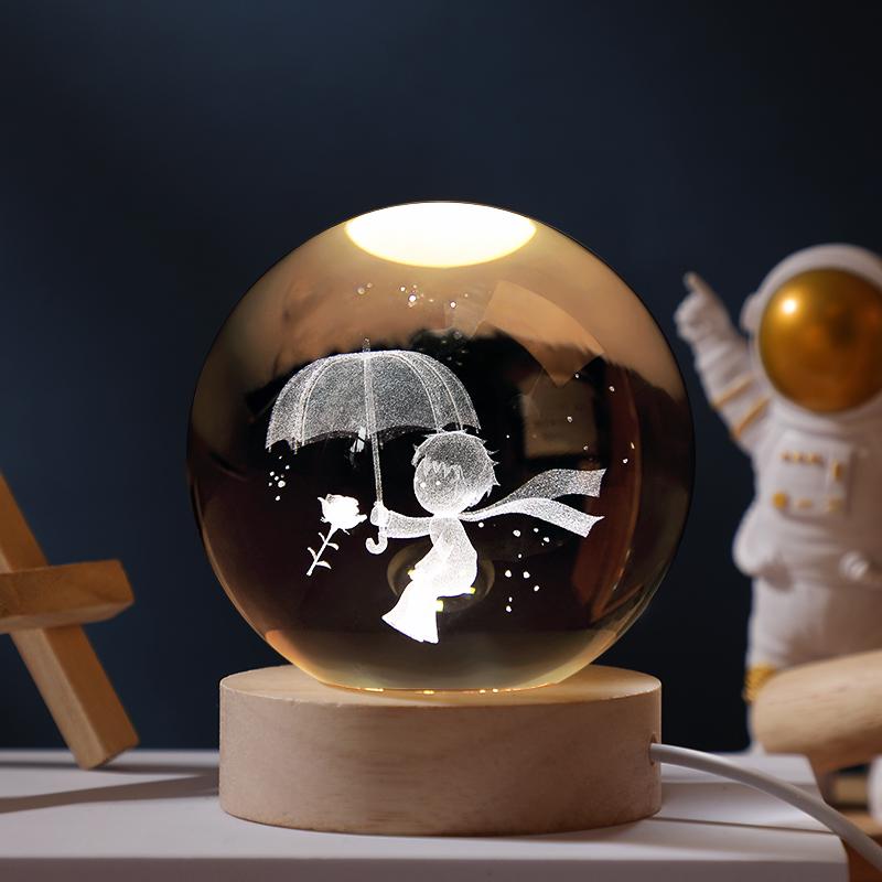 Crystal Ball Starry Night Light: Luminous Glass Solar System Ornament - Perfect Birthday Gift for Women