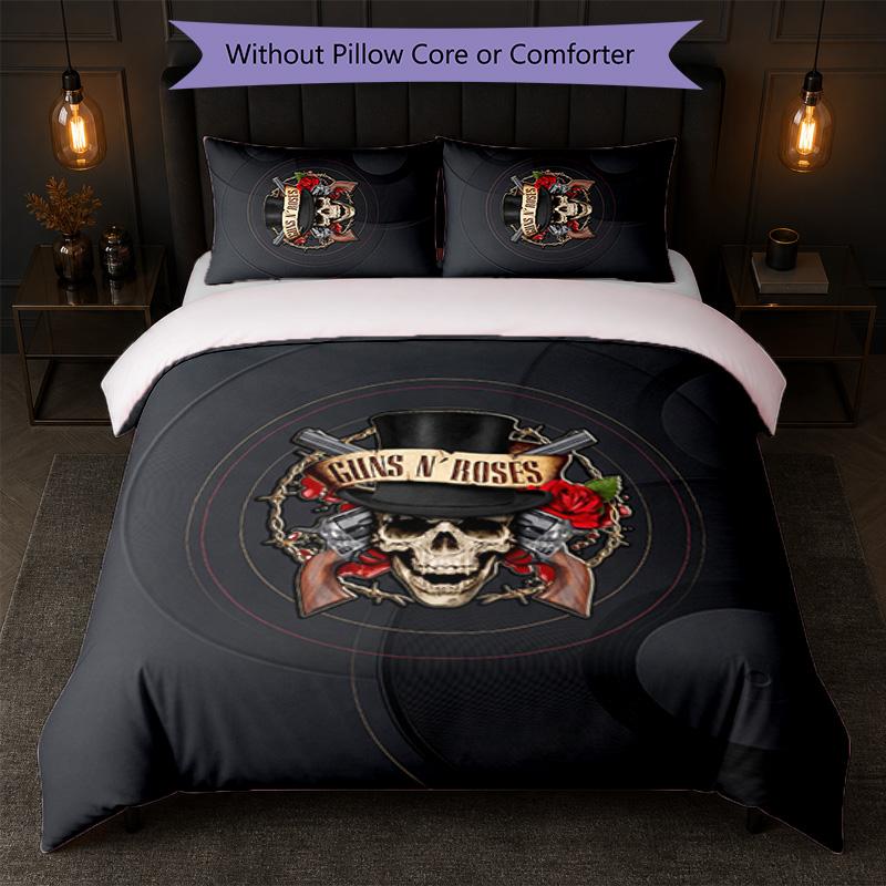Guns N’ Roses Print 3Pcs Bedding Set Duvet Cover With Two Pillowcases Soft Bed Linen For Household Bedroom