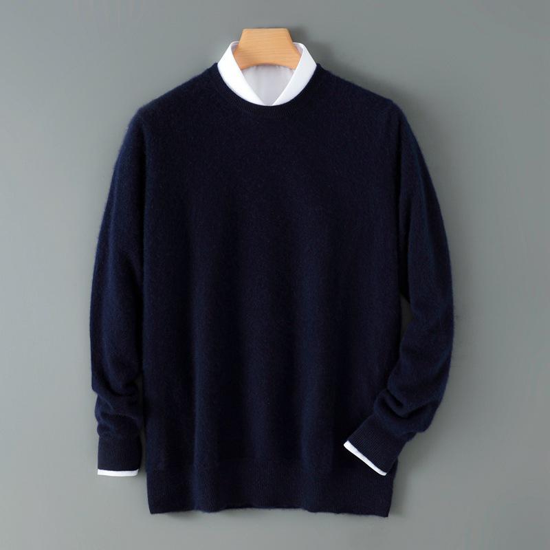 Herren Wollpullover mit Rundhalsausschnitt - Weich, Locker und Bequem Vielseitige Strickware für Herbst und Winter