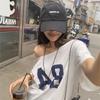 Design Sense Letter Printing Off-shoulder T-shirt Women's Summer New Casual Loose Medium and Long Student Top Women