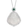 New S925 Silver Inlaid Natural Water Foam Jade Buddha Pendant High Ice White Marrow Necklace Jewelry for Women