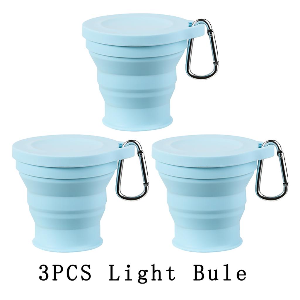 Lightweight to Carry Silicone Folding Cup Mountain Camping Outdoor Use Travel Retractable 180ml Mini Coffee Cup Drinking Cup With Cover Reusable