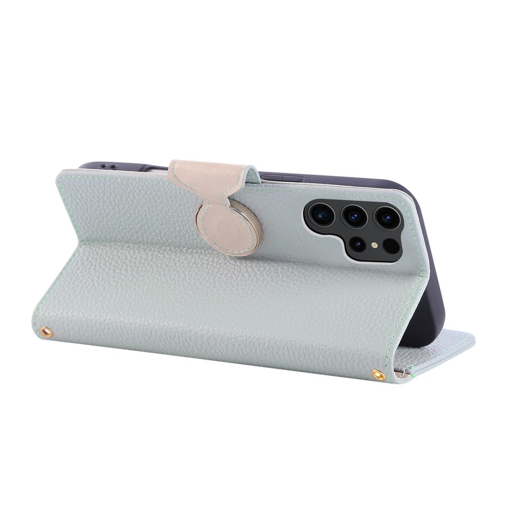 For Samsung Galaxy S24 Ultra Case Zipper Wallet Leather Phone Cover with Wrist Strap