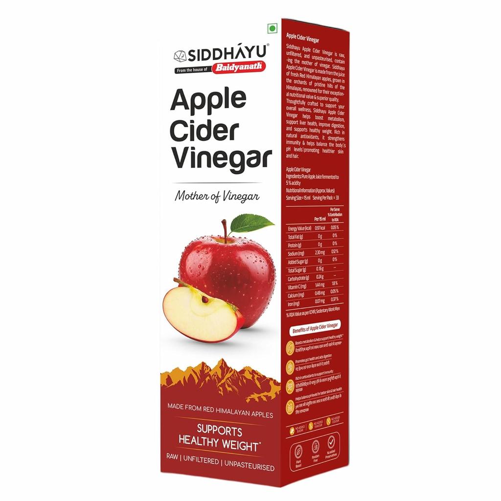 Baidyanath Asli Ayurved Apple Cider Vinegar 500ml Raw Unfiltered Mother For Daily Wellness