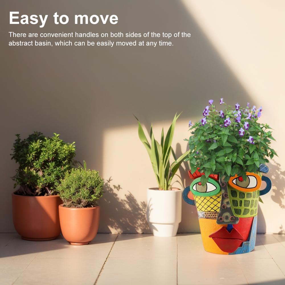 Face Flower Pot Head Planter Resin Abstract Beauty Face Potted Plant Container Green Plant Potted Flower Basket for Garden Decor