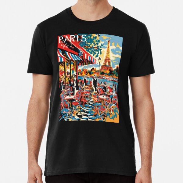 Vibrant Paris Caf with Eiffel Tower View  S to 5XL Made in the AU/USA T-Shirt