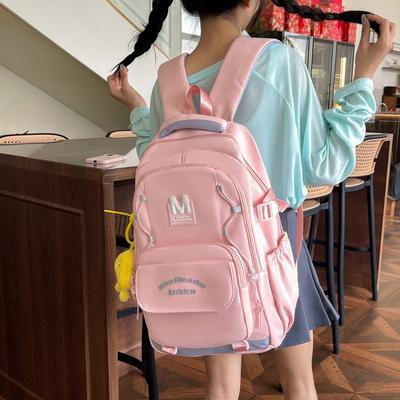 School Bag New High Value Fresh Sweet Candy Color Backpack Junior High School Students Lightweight Travel Backpack