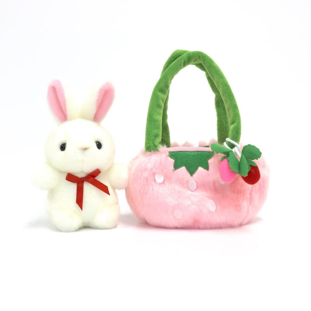 Cute Sales Plush Toy Outing Series Strawberry Rabbit White B0049