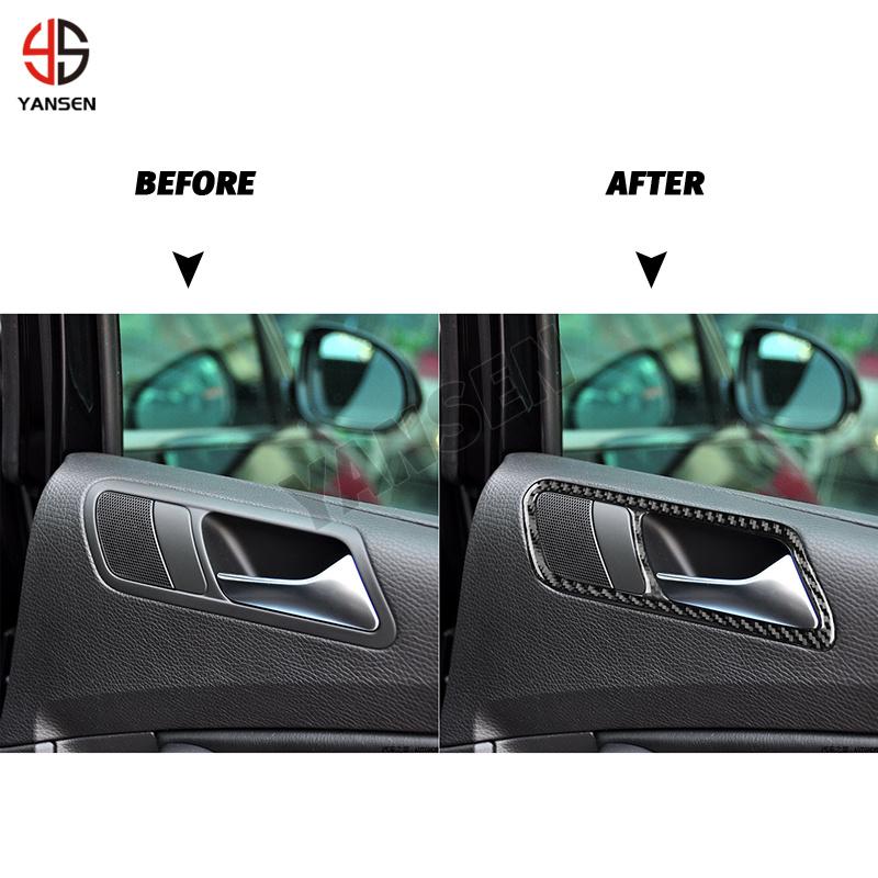 For VW Volkswagen Passat B6 2006-2011 Door Handle Frame Trim Cover Parts Soft Real Carbon Fiber Sticker Car Interior Accessories