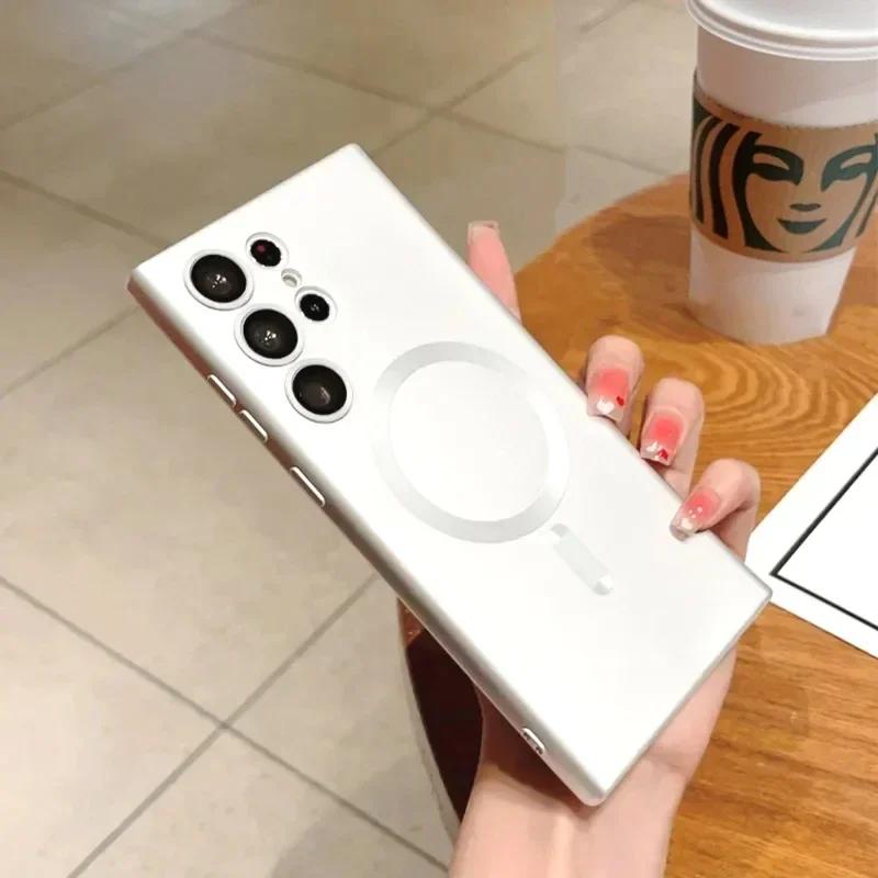 Matt Mjukt Skal för Samsung S24FE S25 S24 S23 S22 Note20 Ultra S21 S20 Plus FE Magsafe Telefonskal Stöttåligt Skal Anti-Repor