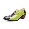 Men's Ethnic Style Autumn Floral Leather Shoes - Pointed Toe, Increased Height, Large Size, Formal & Casual, European & American Design.