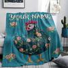1PC Custom Name Chickens Polka Dots Patterned Flannel Blanket Suitable For All Seasons for Home Decor Warmth and Comfort Gifts Holiday Present_lx