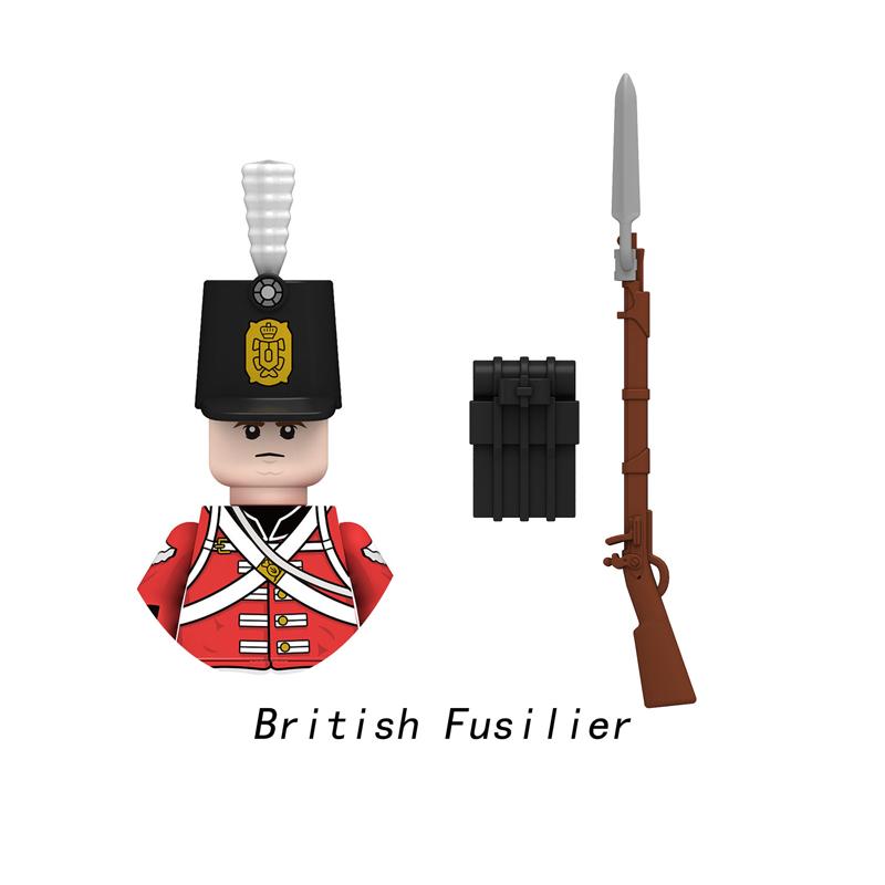 Napoleonic Wars Military Soldiers Building Blocks Sets WW2 MiniFigures French British Fusilier Rifles Bagpiper Weapons Kids Toys