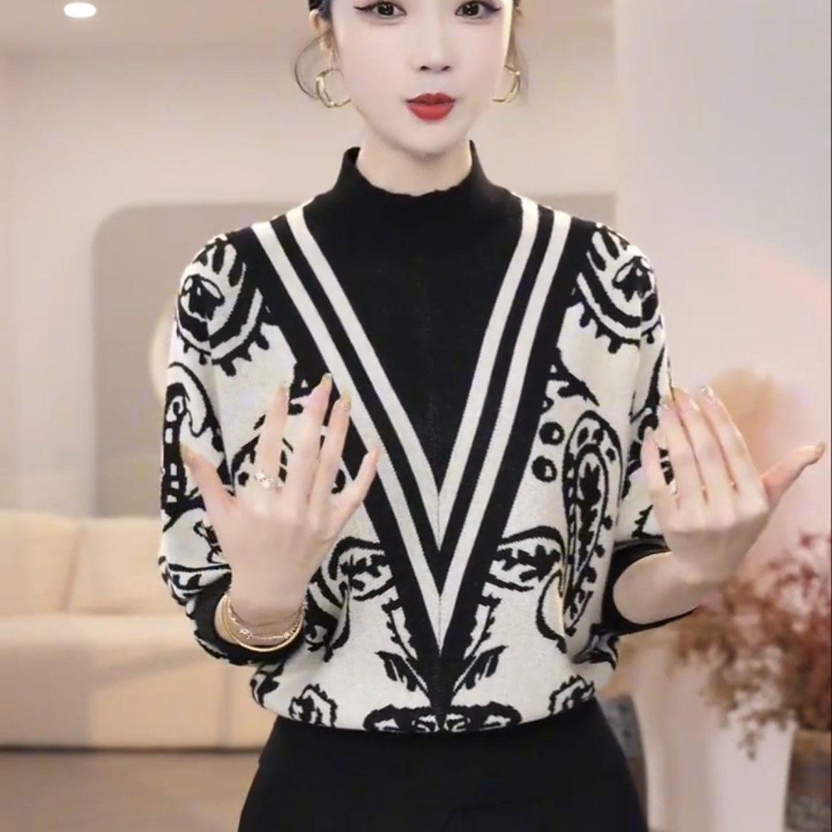 

Свитер осень-зима женская новая коллекция ленивый и высококачественный винно-красный свободный и модный универсальный вязаный свитер верх 4XL чёрный