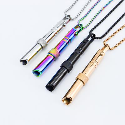 Rotating Wheel Meditation Mindfulness Pendant, Titanium Steel Square Pearl Necklace, Regulating Breathing Whistle Accessories To Relieve Anxiety