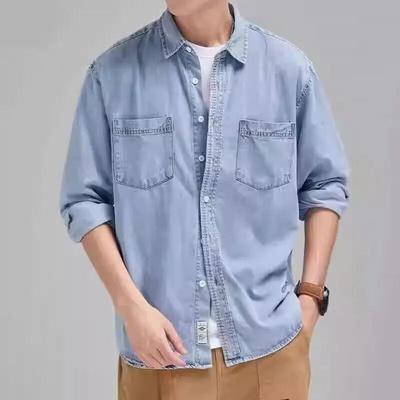 Spring Autumn Loose Casual Long Sleeve Denim Shirt Men Trendy Streetwear American Style Couple Blouse