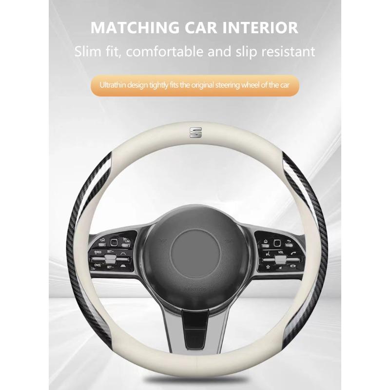 Leather Carbon Fiber Car Steering Wheel Cover Car Accessories For SEAT Leon Ibiza MK2 MK3 5F 6L 6J FR Ateca Altea