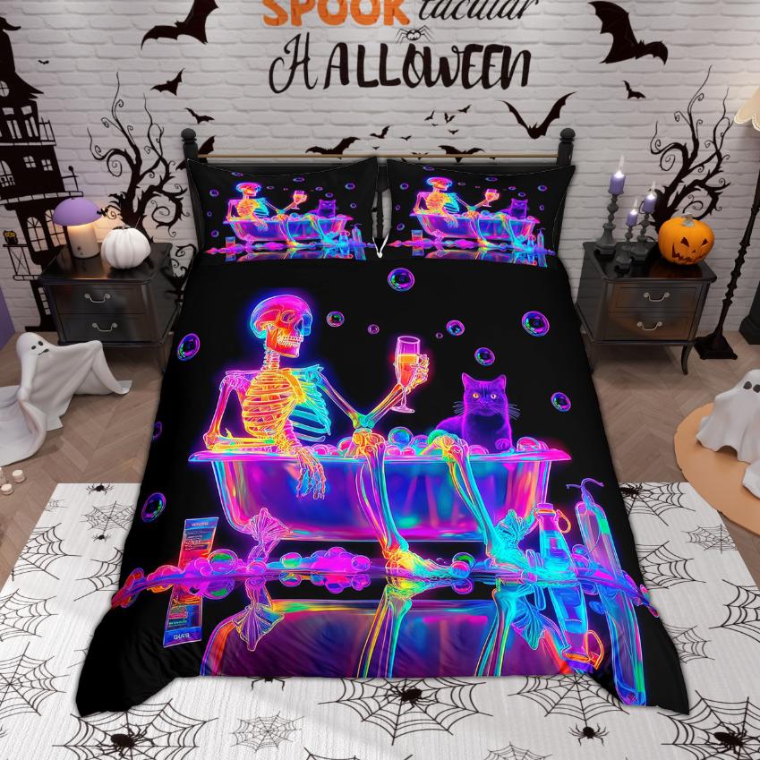 Comforter Homewish Funny Skull Skeleton 2Pcs/3Pcs Happy Halloween Bedding Treat Or Trici