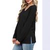Spring and Autumn Women's Clothes European and American Slit V-neck Long Sleeve T-shirt Fashion Leopard Print Loose Top