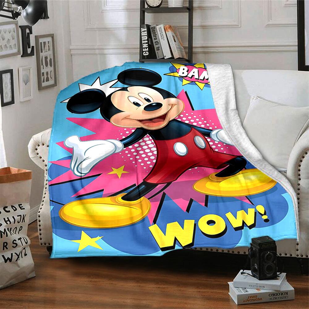 Mickey Mouse Action Pose Flannel Blanket Super Soft Warm Cozy Blanket For Sofa Bed Office Travel Allseason Home Decor Gift
