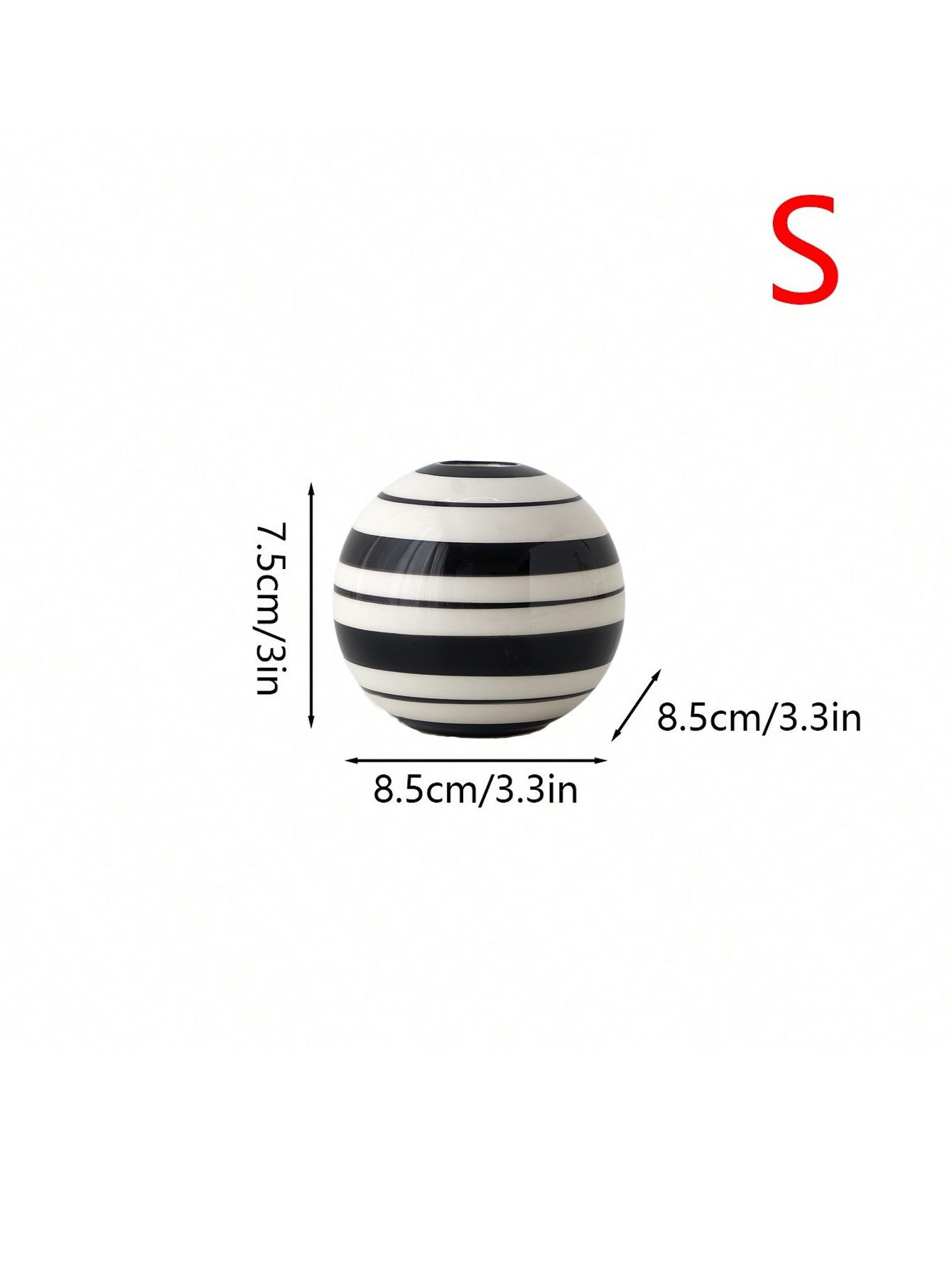 

Ceramic Vase Black and White Striped Round Ball Geometric Lines Flower Vase Flower Arrangement Accessories Home Decoration